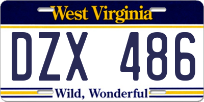 WV license plate DZX486