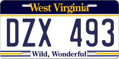 WV license plate DZX493