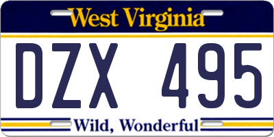 WV license plate DZX495