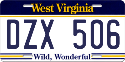 WV license plate DZX506