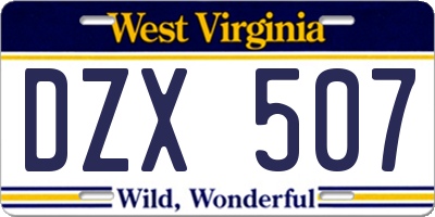 WV license plate DZX507