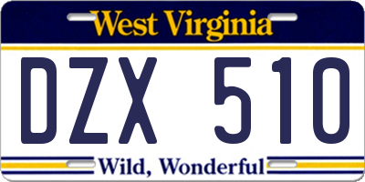 WV license plate DZX510