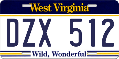 WV license plate DZX512