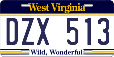 WV license plate DZX513