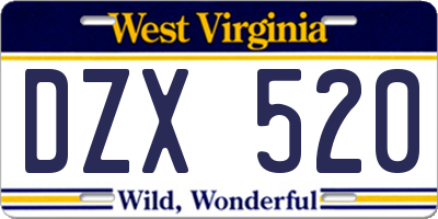 WV license plate DZX520