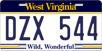 WV license plate DZX544