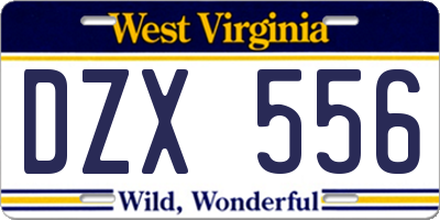 WV license plate DZX556