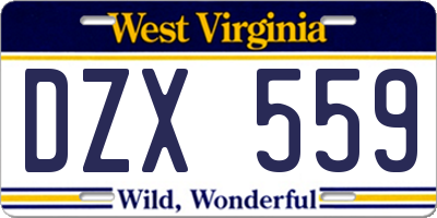 WV license plate DZX559