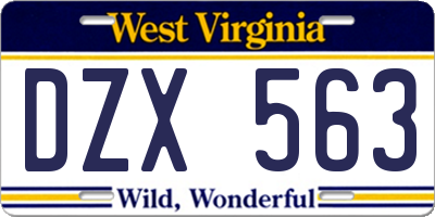 WV license plate DZX563