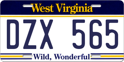 WV license plate DZX565