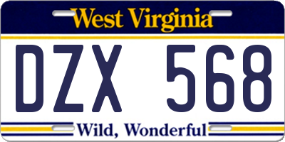 WV license plate DZX568