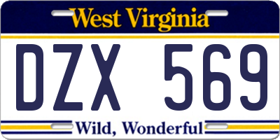 WV license plate DZX569