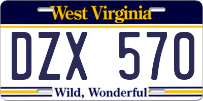 WV license plate DZX570