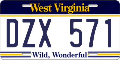 WV license plate DZX571