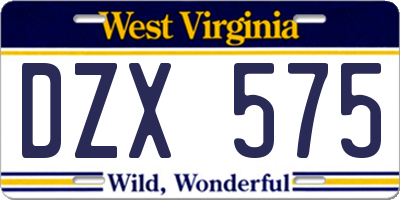 WV license plate DZX575