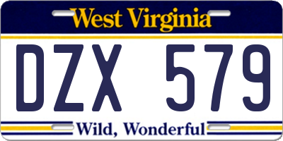 WV license plate DZX579