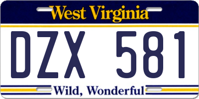 WV license plate DZX581