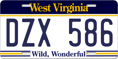 WV license plate DZX586