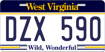 WV license plate DZX590