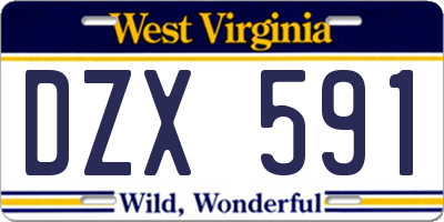 WV license plate DZX591