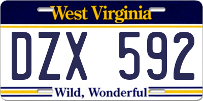 WV license plate DZX592