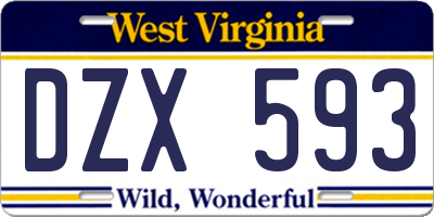 WV license plate DZX593