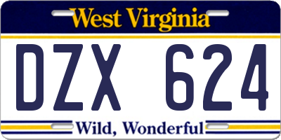 WV license plate DZX624