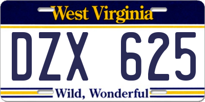 WV license plate DZX625