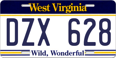 WV license plate DZX628