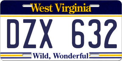 WV license plate DZX632