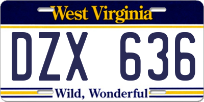 WV license plate DZX636