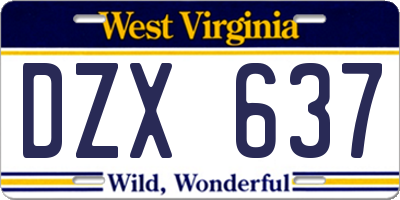 WV license plate DZX637