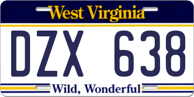 WV license plate DZX638