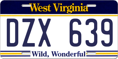 WV license plate DZX639