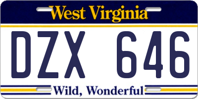 WV license plate DZX646