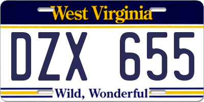 WV license plate DZX655