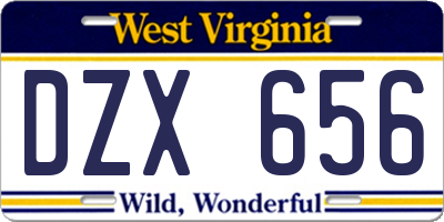 WV license plate DZX656