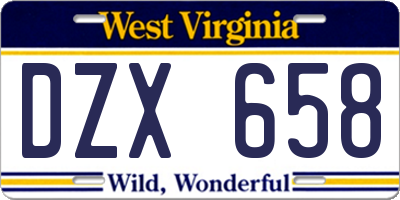 WV license plate DZX658