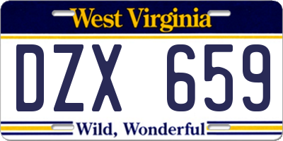 WV license plate DZX659