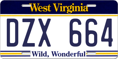 WV license plate DZX664