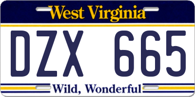 WV license plate DZX665