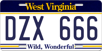 WV license plate DZX666