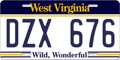 WV license plate DZX676