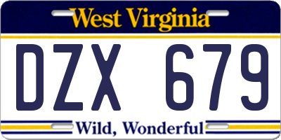 WV license plate DZX679