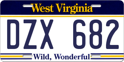 WV license plate DZX682