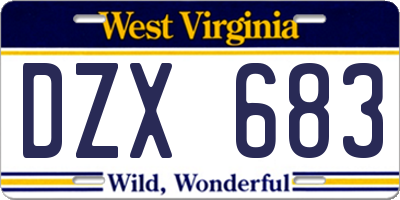 WV license plate DZX683