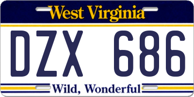 WV license plate DZX686