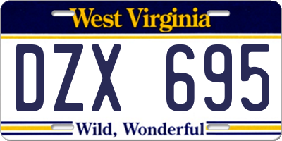 WV license plate DZX695