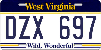 WV license plate DZX697