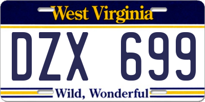 WV license plate DZX699